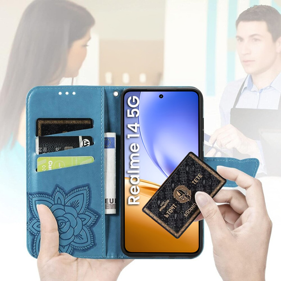 Θήκη με πτερύγιο για Realme 14 5G / Realme 14T 5G, Butterfly, μπλε