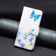Θήκη με πτερύγιο για Motorola Edge 40 Neo, Wallet, butterfly & flowers, λευκή