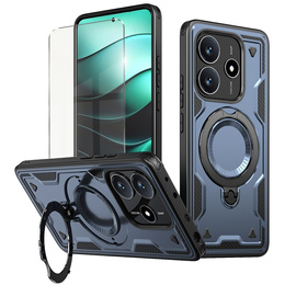 Θήκη για Xiaomi Redmi Note 14 5G, Στρατιωτικό MagSafe, μπλε + γυαλί 9H