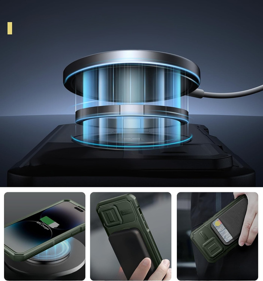 Θωρακισμένη θήκη για iPhone 14 Pro Max, Dexnor CamProtect MagSafe, πράσινη (Δύο πλαίσια)