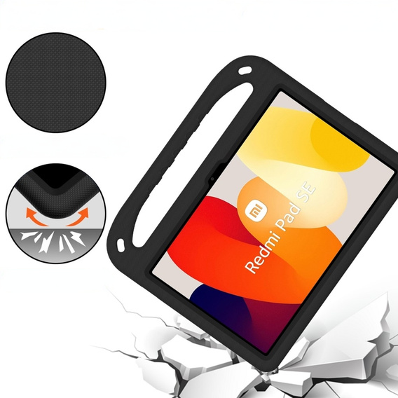 Παιδική θήκη για Xiaomi Redmi Pad SE 11", παιδική θήκη με λαβή, Μαύρο