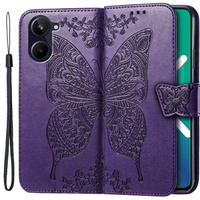 Θήκη με πτερύγιο για Realme 10 4G, Butterfly, μωβ