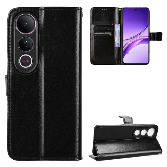 Θήκη με πτερύγιο για Vivo V50 Lite 4G / 5G, Crazy Horse Wallet, μαύρη