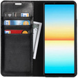 Θήκη με πτερύγιο για Sony Xperia 10 IV, Split Leather Wallet, μαύρη