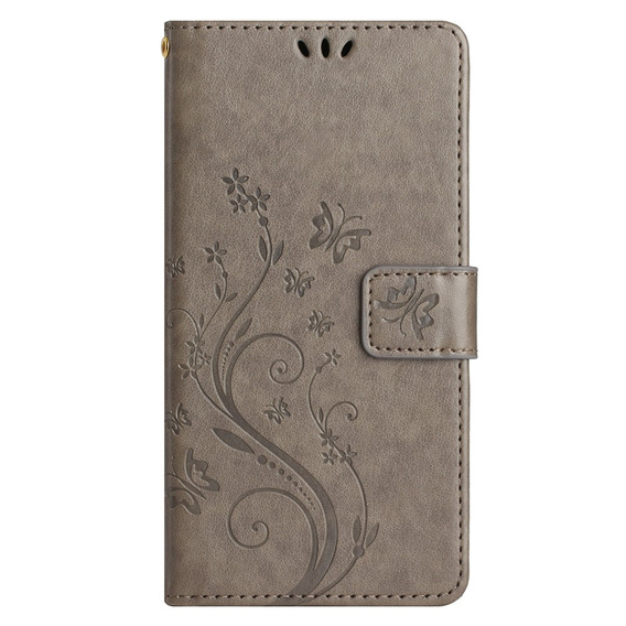 Θήκη με πτερύγιο για Samsung Galaxy S23 FE, Butterfly, γκρι