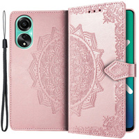 Θήκη με πτερύγιο για Oppo A78 4G, Mandala, ροζ rose gold