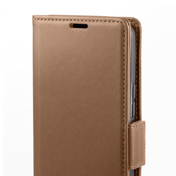 Θήκη για Xiaomi 14T, ERBORD Glossy Litchi, πορτοφόλι με πτερύγιο, καφέ