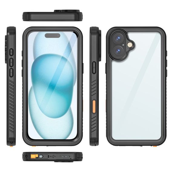 Αδιάβροχη θήκη IP68 για το iPhone 16 Plus, μαύρη