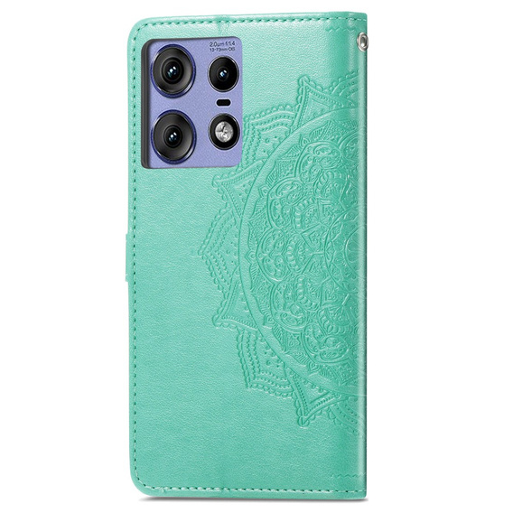 Θήκη με πτερύγιο για Motorola Edge 50 Pro, Mandala, πράσινη