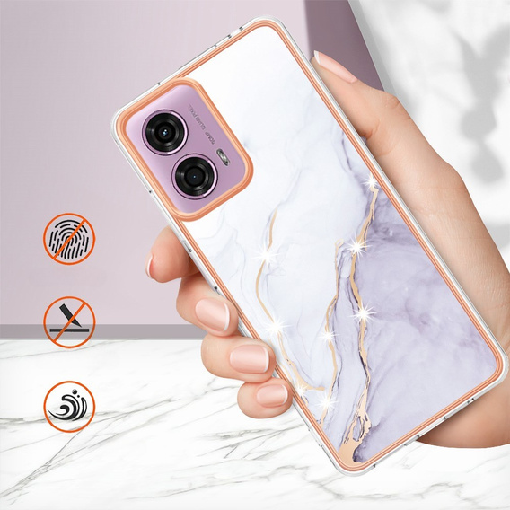 Προστατευτική θήκη για Motorola Moto G24 / G24 Power / G04, Marble Slim Case, λευκή