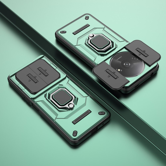 Θήκη για Xiaomi Redmi A3, KickStand Camera Lens, πράσινη