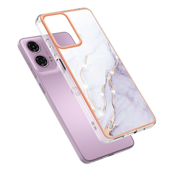 Προστατευτική θήκη για Motorola Moto G24 / G24 Power / G04, Marble Slim Case, λευκή