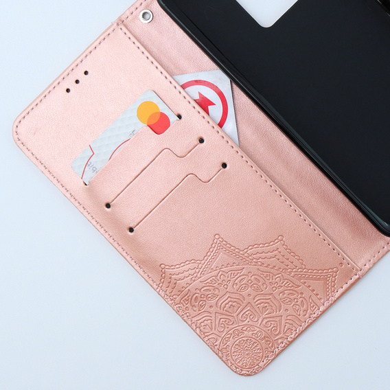 Θήκη με πτερύγιο για Xiaomi 13T / 13T Pro, Mandala, ροζ rose gold