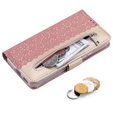 θήκη πτερύγιο για Samsung Galaxy S22+ Plus 5G, Wallet Pocket Zipper Lace, ροζ
