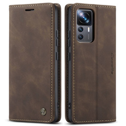 θήκη CASEME για Xiaomi 12T / 12T Pro, Leather Wallet Case, καφέ
