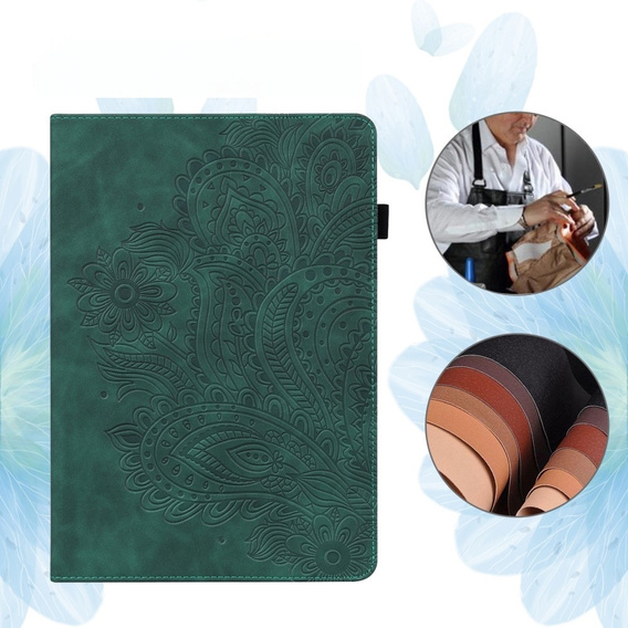 θήκη με πτερύγιο για Xiaomi Redmi Pad SE 11", flower, πράσινη