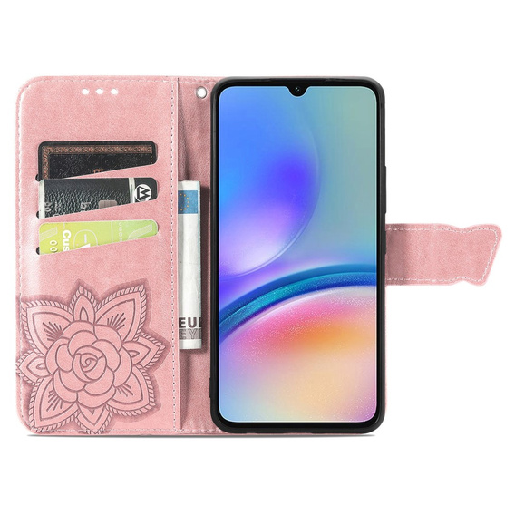 Θήκη με πτερύγιο για Samsung Galaxy A05s, Butterfly, μωβ