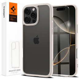 θήκη Spigen για iPhone 16 Pro Max, Ultra Hybrid, διαφανές / τιτάνιο + μετριασμένο γυαλί 9H