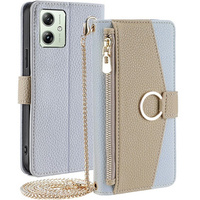 θήκη Wallet Zipper Pocket flip για το Motorola Moto G54 5G, Wallet Zipper Pocket, με καθρέφτη, μπλε