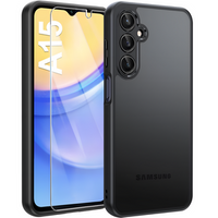 Θήκη για Samsung Galaxy A15, Fusion, διαφανής / μαύρη + γυαλί 9H