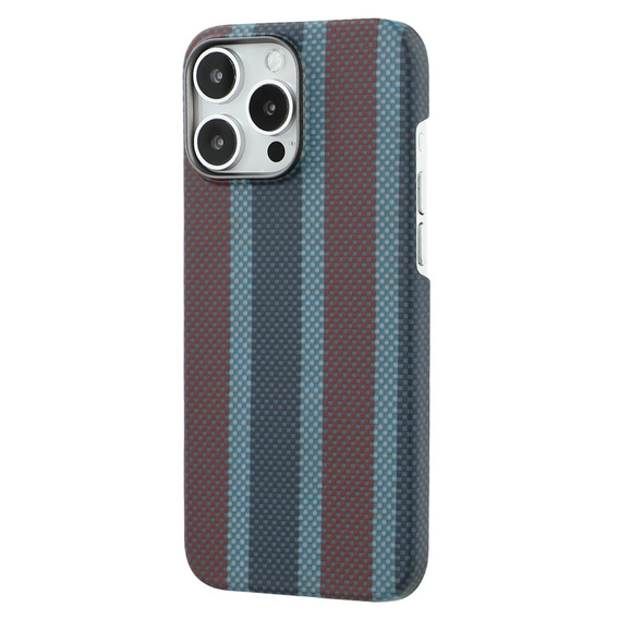 Θήκη για iPhone 16 Pro Max, Aramid Fiber Slim Case, για MagSafe, μπλε / κόκκινο