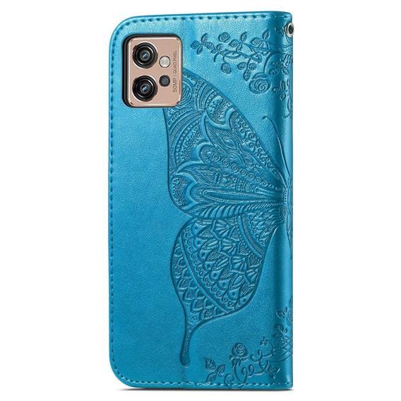 Θήκη με πτερύγιο για Motorola Moto G32, Butterfly, μπλε