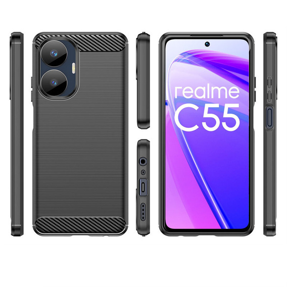 Θήκη για Realme C55, Carbon, μαύρη