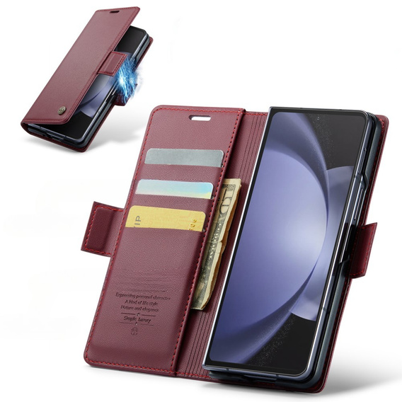 CASEME flip case για Samsung Galaxy Z Fold6 5G, Litchi Wallet, κόκκινη