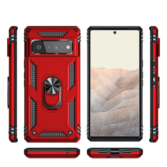 θωρακισμένη θήκη για Google Pixel 6 Pro, Nox Case Ring, κόκκινη