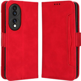 Θήκη με πτερύγιο για Honor 70 5G, Card Slot, κόκκινη