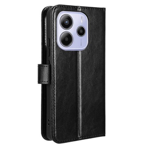Θήκη με πτερύγιο για Xiaomi Redmi Note 14 4G, Crazy Horse Wallet, μαύρη