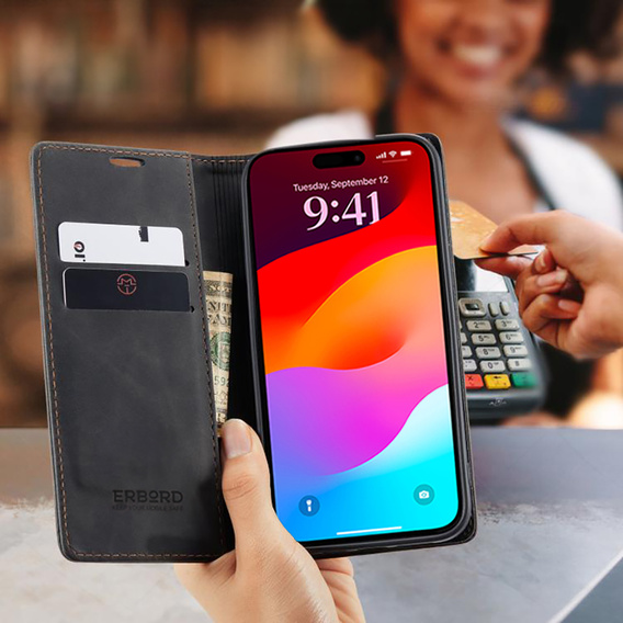ERBORD Vintage θήκη πορτοφόλι με πτερύγιο για iPhone 17 Pro Max