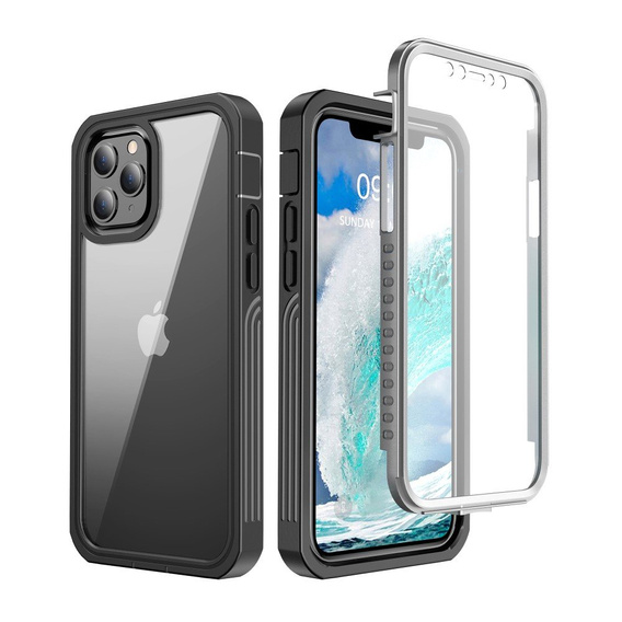 Θήκη για iPhone 12/12 Pro, Shockproof, με μεμβράνη, μαύρη
