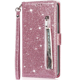 Θήκη με πτερύγιο για Samsung Galaxy A55, Wallet Zipper Pocket Glittery, ροζ rose gold