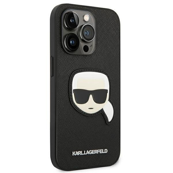 Karl Lagerfeld Θήκη για iPhone 14 Pro Max, Saffiano Karl's Head Patch, μαύρη