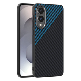 Η θήκη ABEEL για το Samsung Galaxy S25 Edge, Carbon Fiber, για MagSafe, μαύρο / μπλε