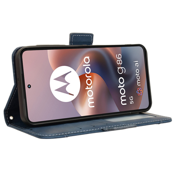 Θήκη με πτερύγιο για Motorola Moto G86 5G, Card Slot, σκούρο μπλε