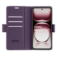 Θήκη για Oppo Reno 12 Pro, ERBORD Glossy Litchi, πορτοφόλι με πτερύγιο, μωβ