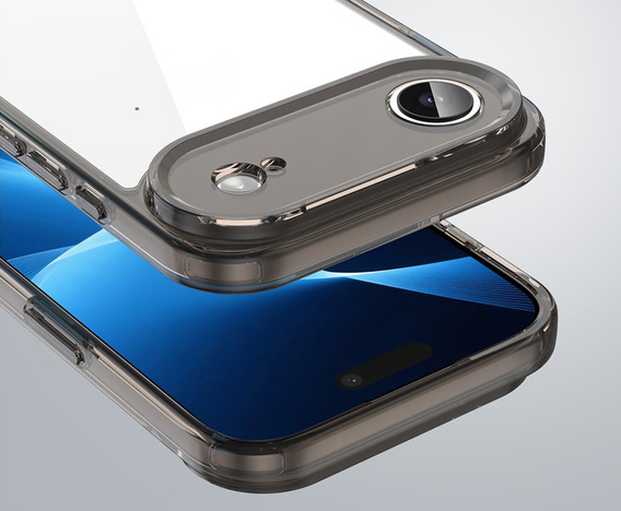 Θήκη σιλικόνης για iPhone Air, με σκληρή πλάτη, μαύρο καπνιστό χρώμα