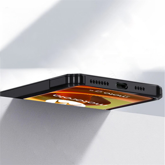 Θήκη για Motorola Moto G85, με μαγνητική πλάκα, διαφανής / μαύρη