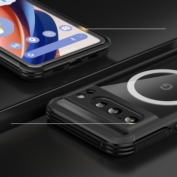 Θήκη για Google Pixel 8 Pro, Shockproof, με μεμβράνη οθόνης, για MagSafe, μαύρη