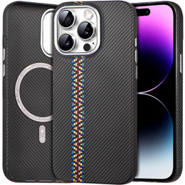 Θήκη για iPhone 14 Pro Max, ανθρακονήματα MagSafe, μαύρη