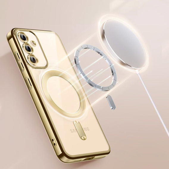 Θήκη για Samsung Galaxy S23, Electro MagSafe, χρυσή + Γυαλί για την οθόνη