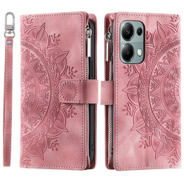 Θήκη με πτερύγιο για Xiaomi Redmi Note 13 Pro 4G / Xiaomi Redmi Note 14S / Xiaomi Poco M6 Pro 4G, Mandala, ροζ rose gold