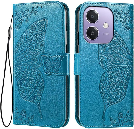 Θήκη με πτερύγιο για Oppo A40 / Oppo A40m, Butterfly, μπλε