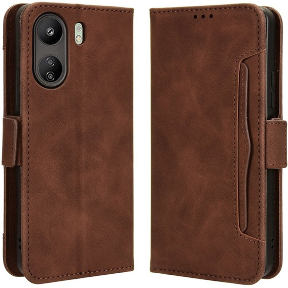 Θήκη με πτερύγιο για Xiaomi Redmi 13C / Poco C65, Card Slot, καφέ