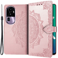 Θήκη με πτερύγιο για Oppo Reno 10 / 10 Pro, Mandala, ροζ rose gold