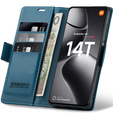 Θήκη για Xiaomi 14T, ERBORD Glossy Litchi, πορτοφόλι με πτερύγιο, μπλε