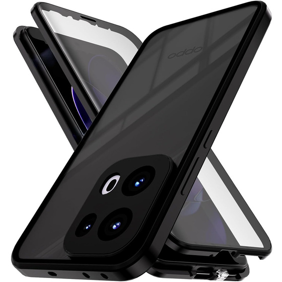θήκη για το Oppo Reno 13, Magnetic Dual Glass, μαύρη