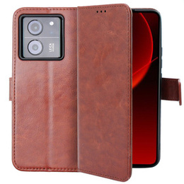 Θήκη με πτερύγιο για Xiaomi 13T / 13T Pro, Crazy Horse Wallet, καφέ